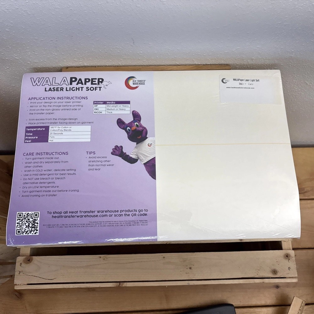 Walapaper Laser Printer Light Soft Fabric Heat Transfer 100 Sheets  11” X 17”