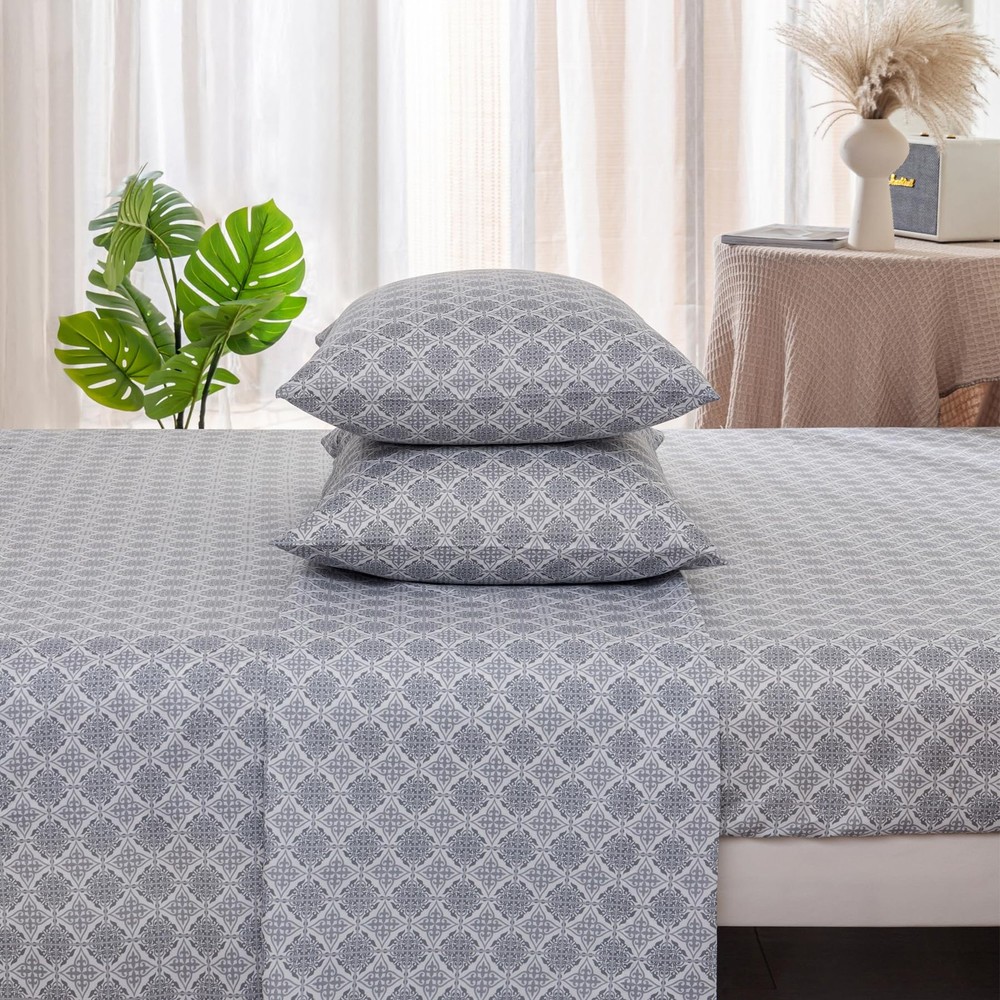 Bed Sheets Queen Size 18” Deep Pocket Queen Sheets Soft Breathable Geometric ...