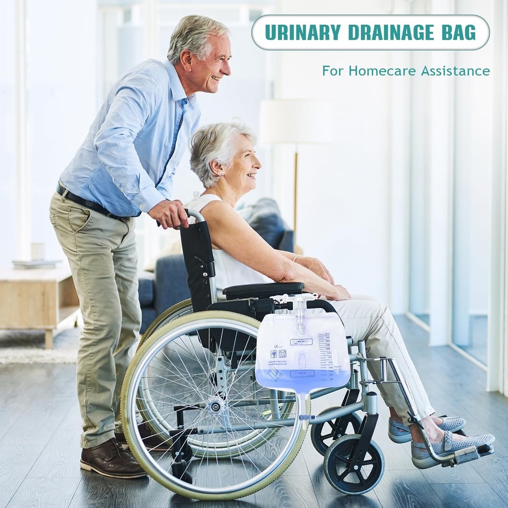 5 Pack Urinary Drainage Bag with Anti-Reflux Chamber, 2000ml Large Capacity, ...