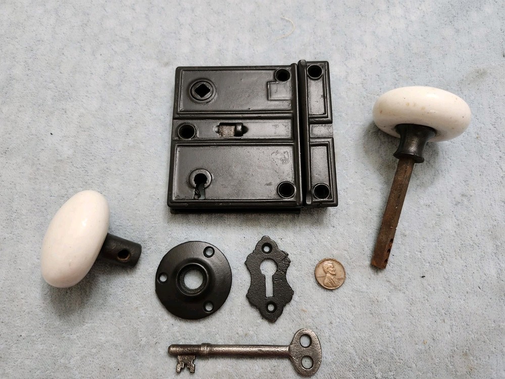 Cottage Rim Lock Restored Reversible Rare