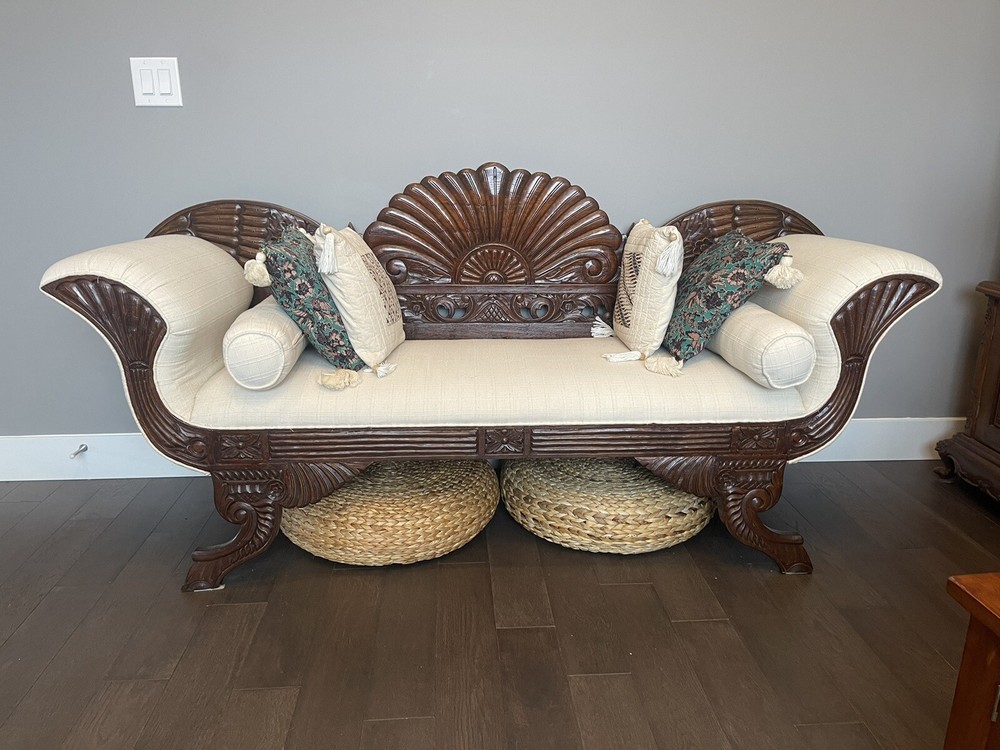 Teak wood sofa, hand carved