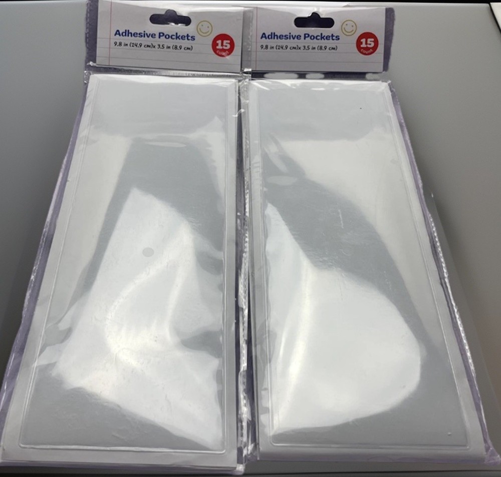 2 Pack Adhesive Pockets 9.8inx3.5in 30 Count NIB