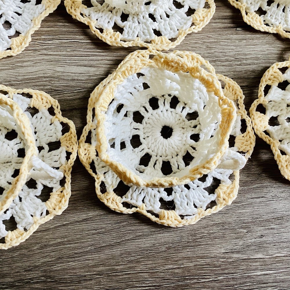 Set Of 6 Crochet Mini Tea Cup Saucer Table Setting Decor Easter Spring Egg Candy