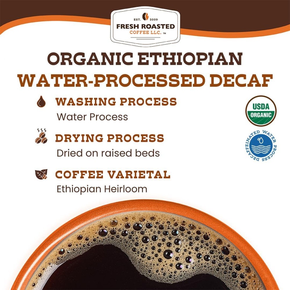 , Organic Ethiopian Sidamo WaterProcessed Decaf | USDA, 100% Single Origin, K...