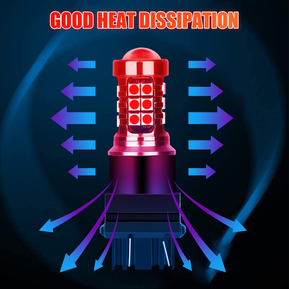 4x 3157 LED Red Strobe Flash Brake Stop Bulbs Tail Blinking Light Safety Warning