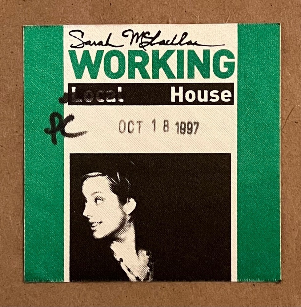 Sarah McLachlan - RARE working/crew sticky pass '97