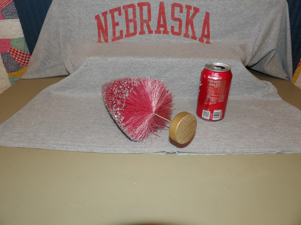 Pink Bottle Brush Tree Silver Glitter 11.25"