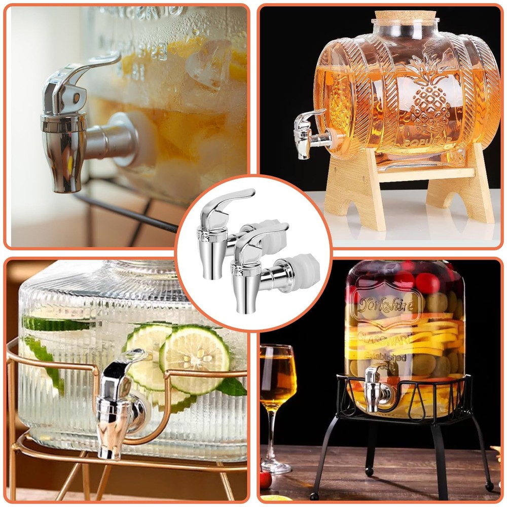 2 Pack Beverage Dispenser Spigot Replacement - Food Grade ONE SIZE, Silver