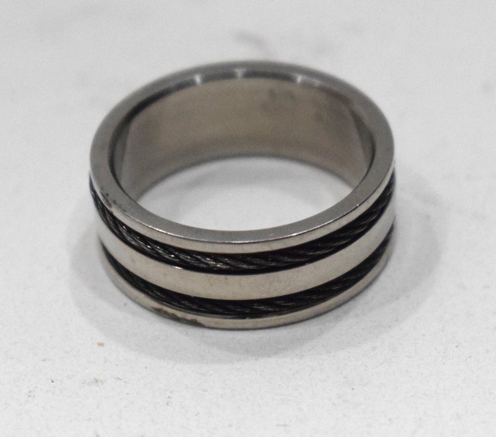 Ring Stainless Steel Black Mesh Band Ring