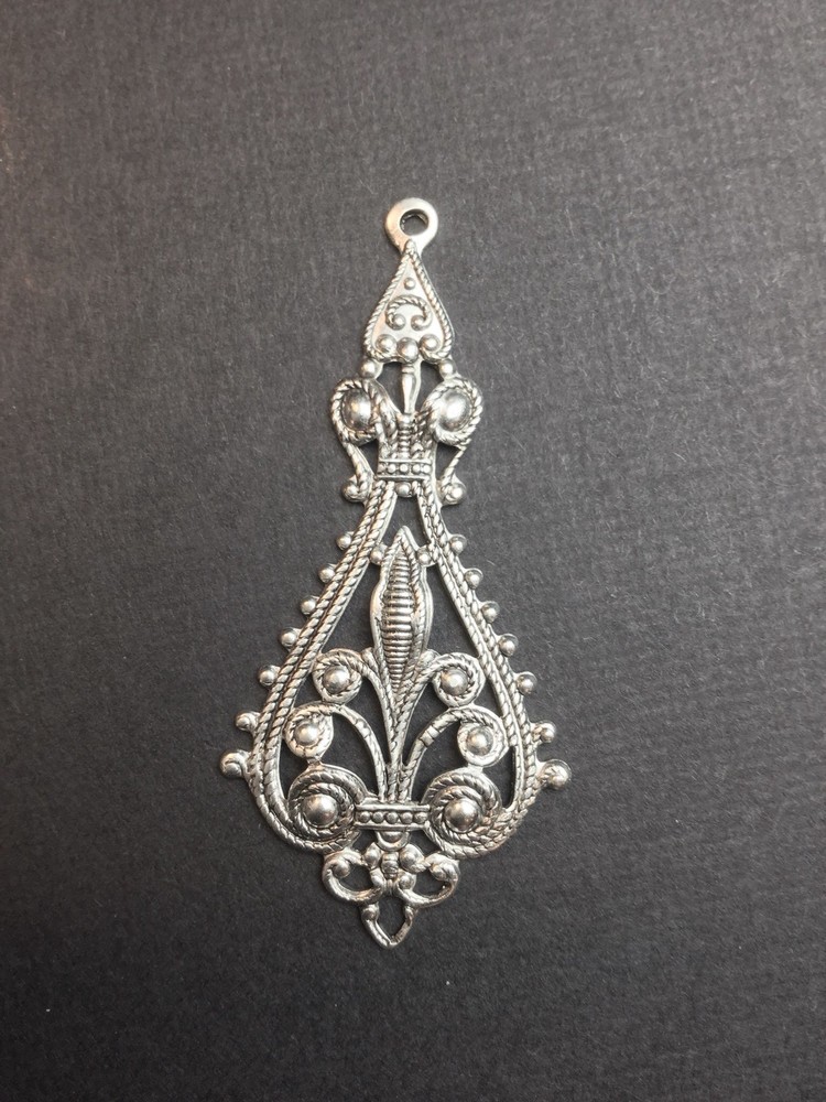 27704 2 Pc Matte Silver Oxidized Filigree Dangle Jewelry Finding