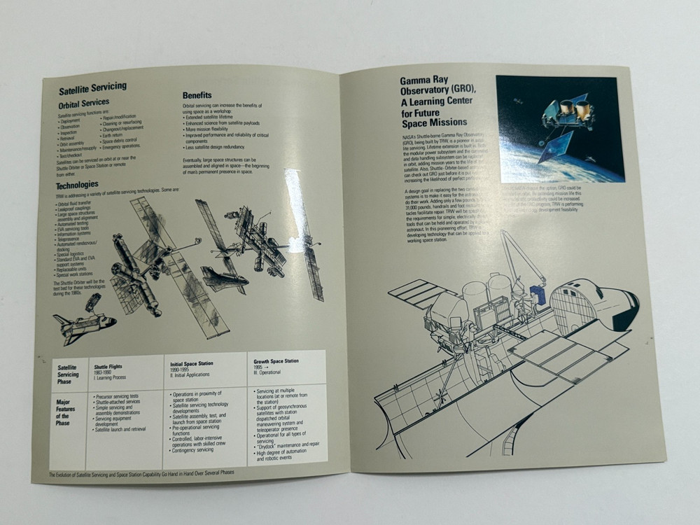 1983 TRW On-Orbit Satellite Servicing Brochure, Space Shuttle, Original