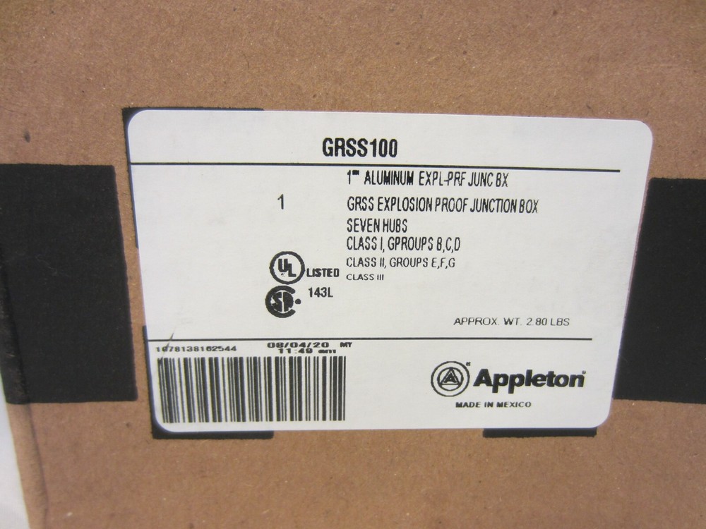 APPLETON GRSS100 1" EXPLOSION PROOF JUNCTION BOX
