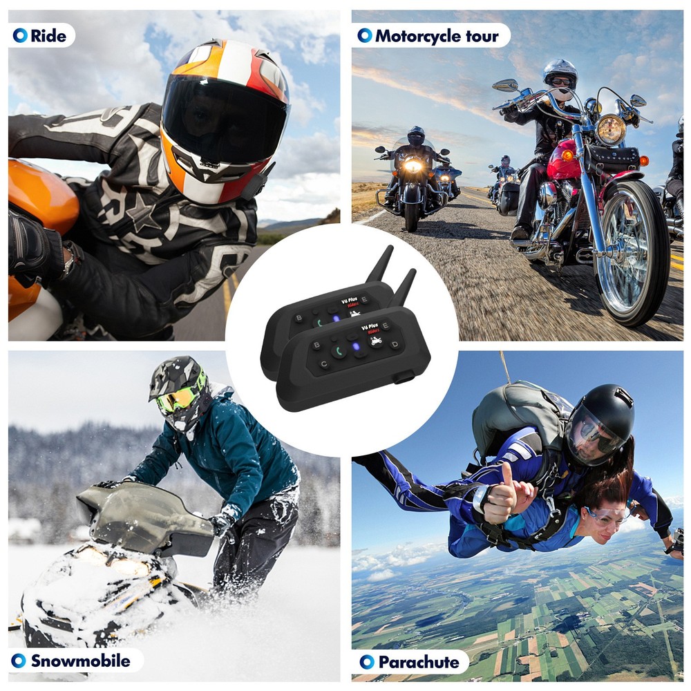 2Pcs V6 Pro Motorcycle Helmet Bluetooth Intercom Headset 6 Riders Communication