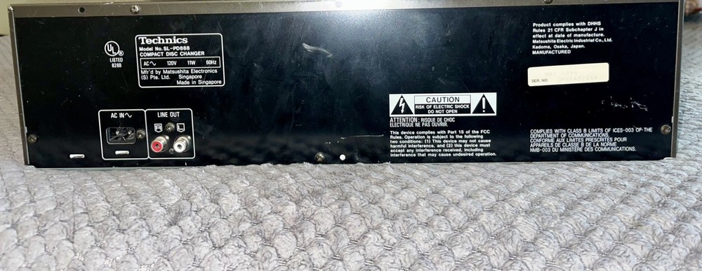 Vintage TECHNICS SL-PD888 - CD Compact Disc Changer (5-Disc) - Works