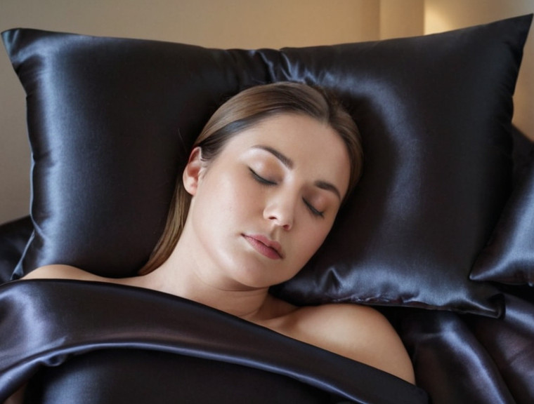 Black color silk pillowcase with zipper