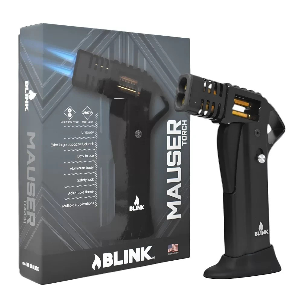 Blink Mauser Adjustable Jet Flame Torch Lighter – Refillable Butane – Assorted