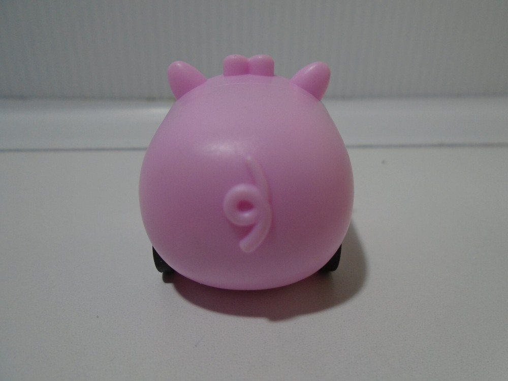 MINI PINK PLASTIC HIPPO 1.5" PULL BACK FRICTION FIGURE UNBRANDED (MA1837)