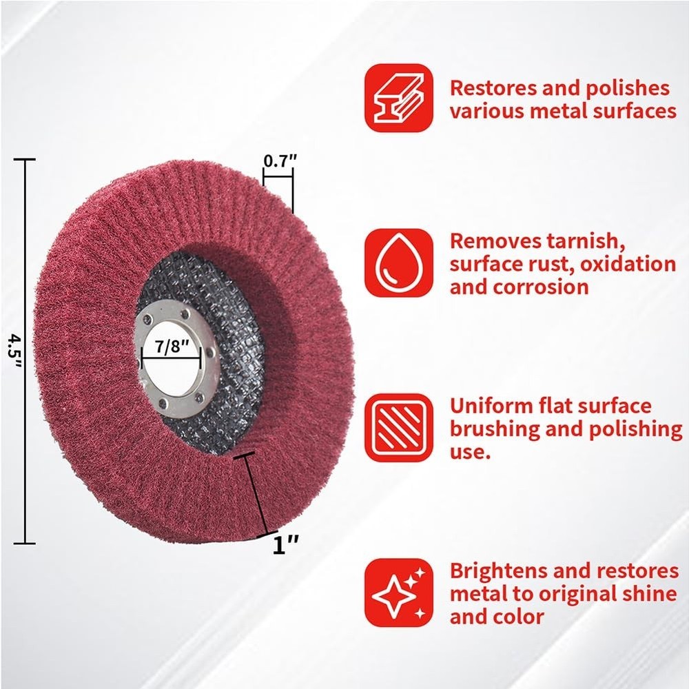 Durable Nylon Flap Discs Set - 10Pcs 4.5 Inch For Angle Grinders & Surface Prep