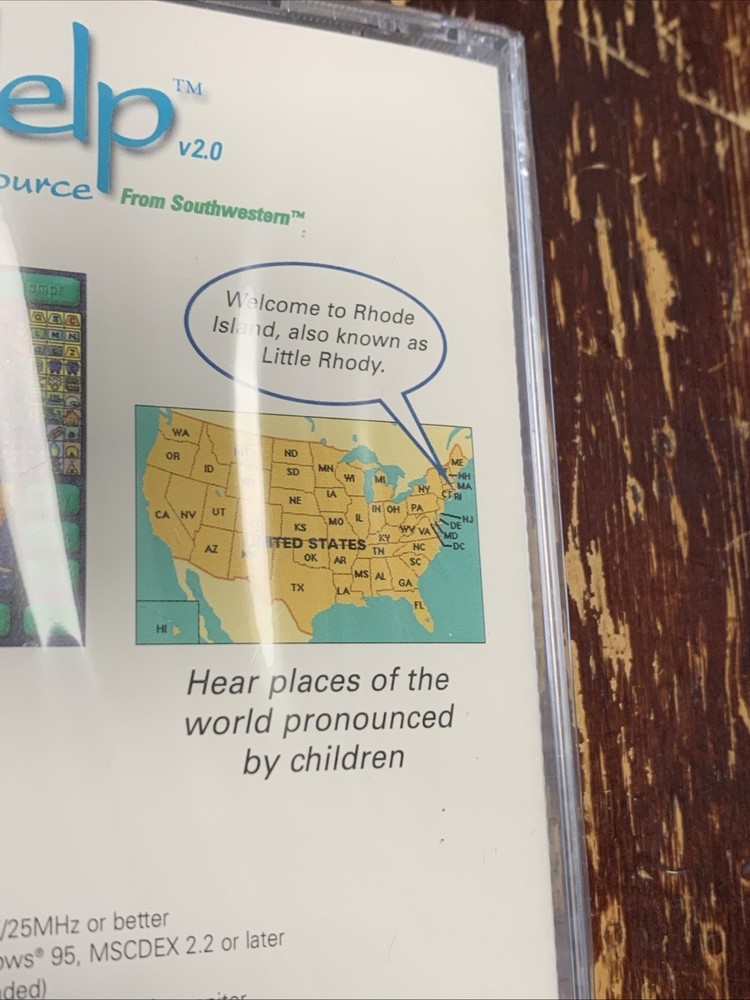 1998 GeoHelp - A Talking Schoolwork Help Source VTG. Computer Disc - Windows New