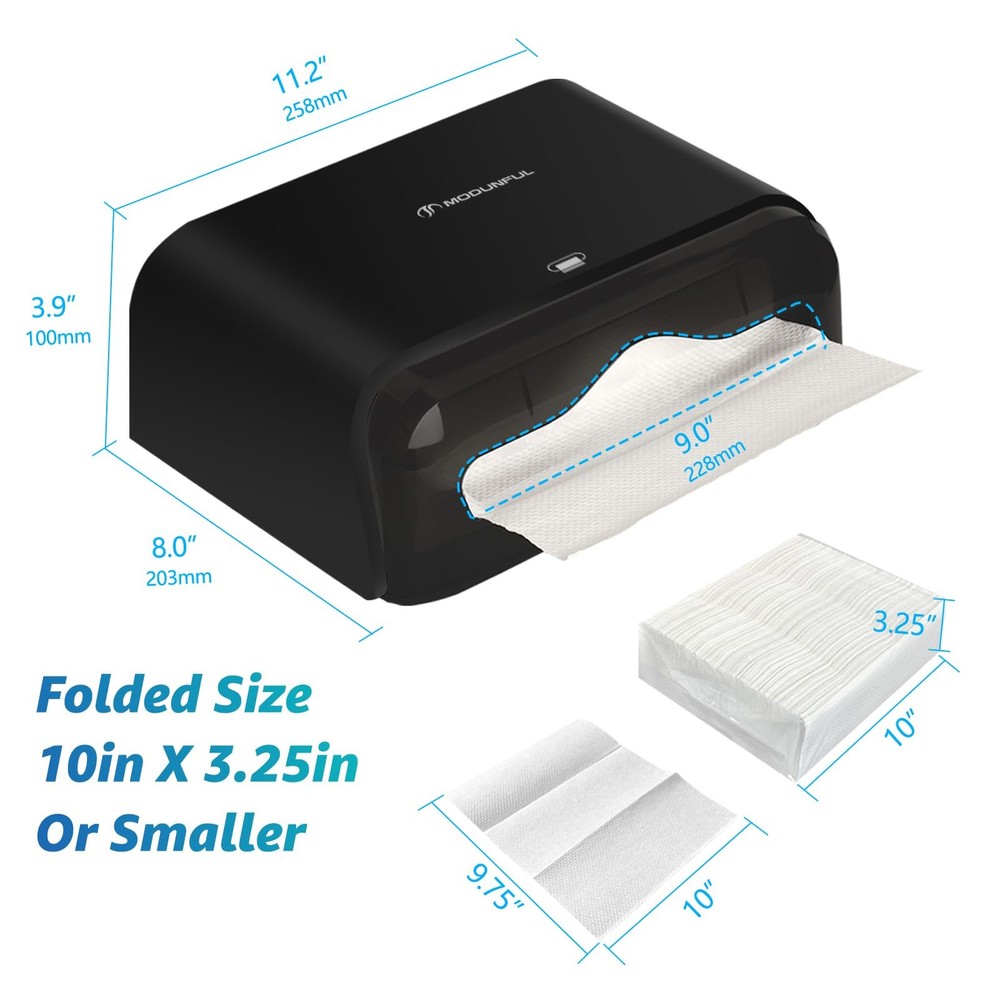 Multifold/Trifold/C Fold Papers Dispenser Bathroom Wall Mount Holder Black