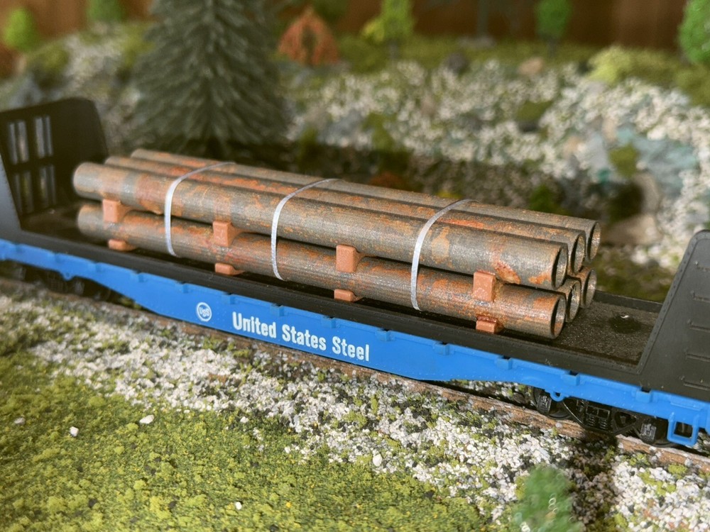 New 1:87 Ho Scale 30FT Rusty Pipe Load (4.5in) (Real Rust)