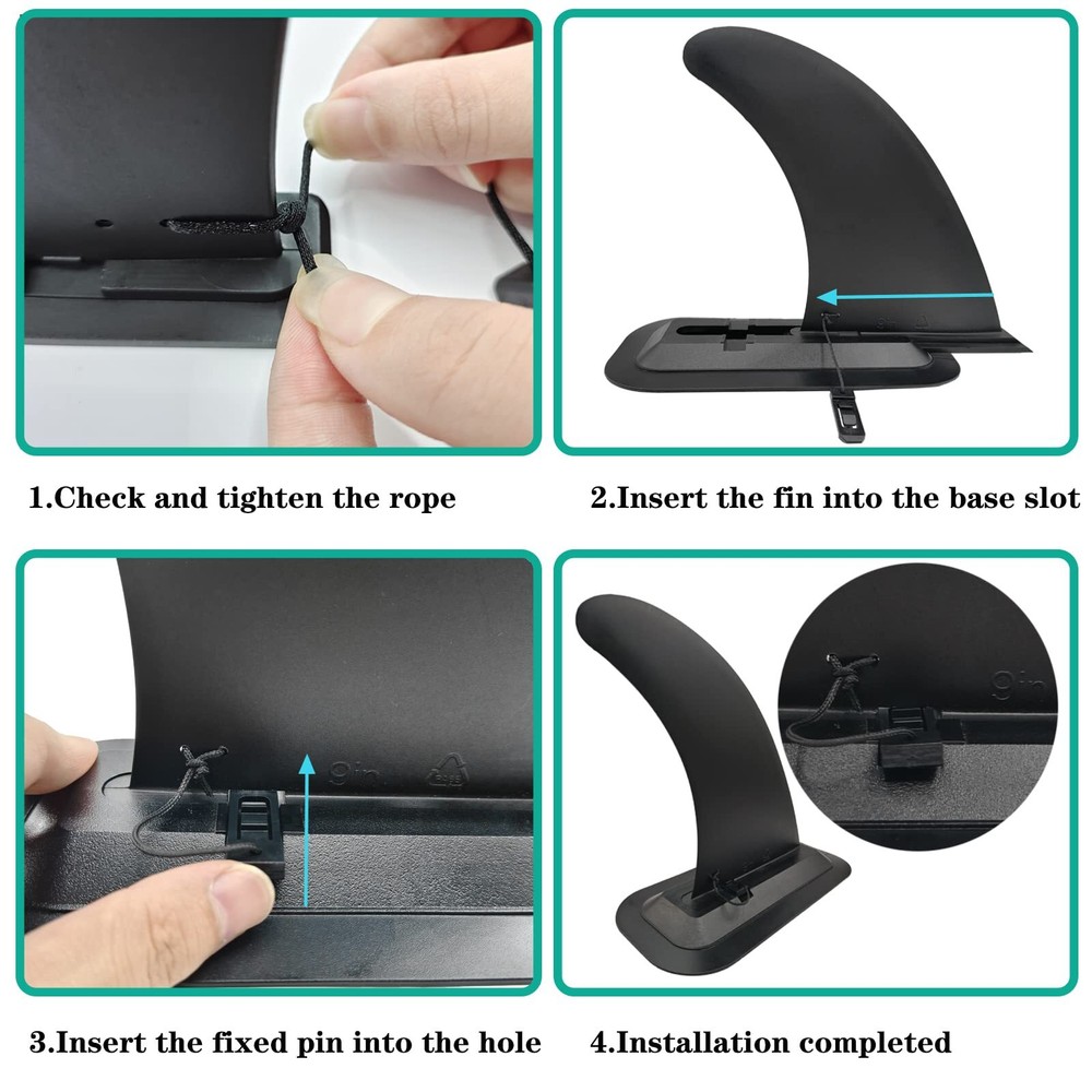 Paddle Board Fin 9" Paddleboard Fin Repalcement Universal, No-Tool Installati...