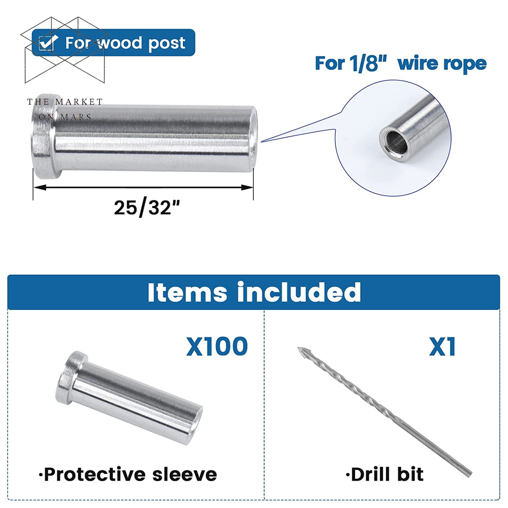 100Pack T316 Stainless Steel Protective Sleeves Cable Railing Kit ✅✅✅