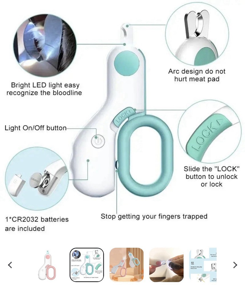 LED Light Nail Clipper Pink - A0194