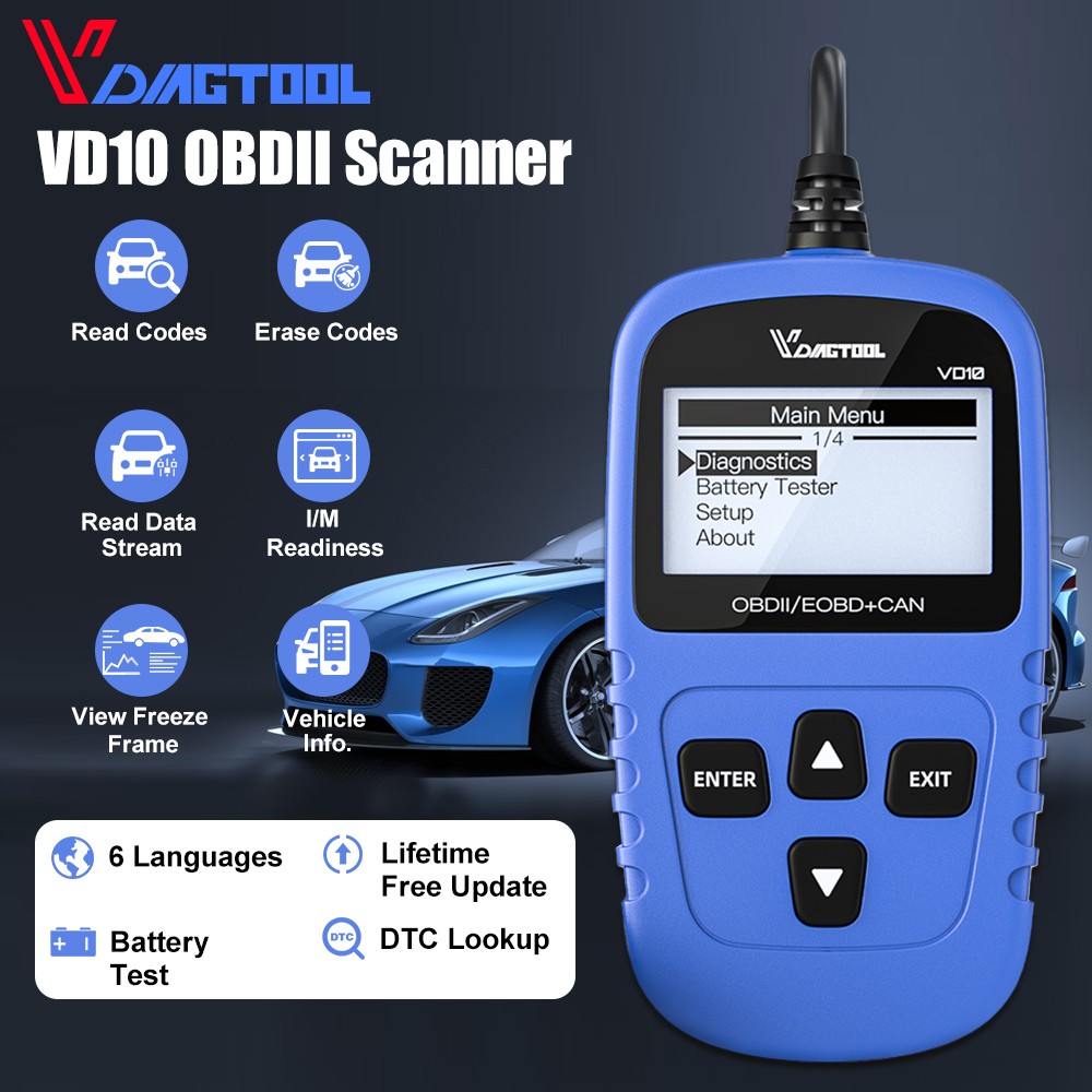 2026 VDIAGTOOL VD10 Code Reader OBD2 Scanner Diagnostic Read Engine Fault Code