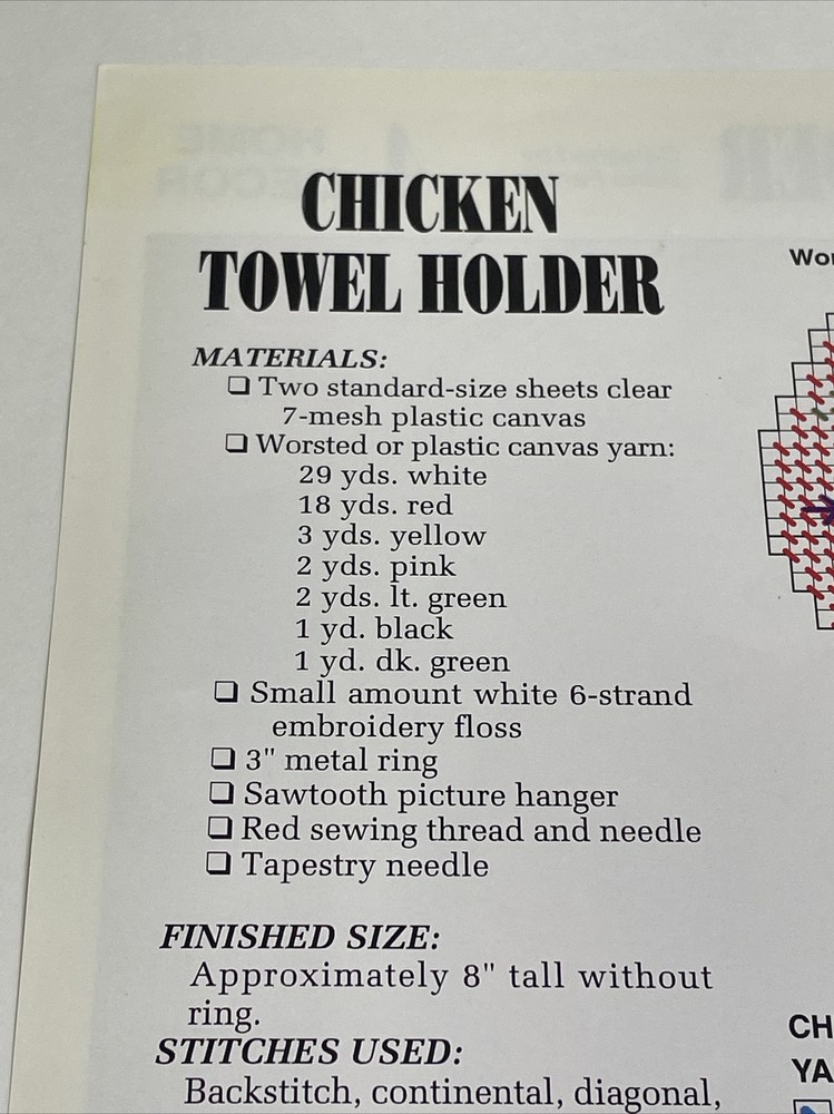 Chicken Towel Holder Annie's Plastic Canvas Pattern