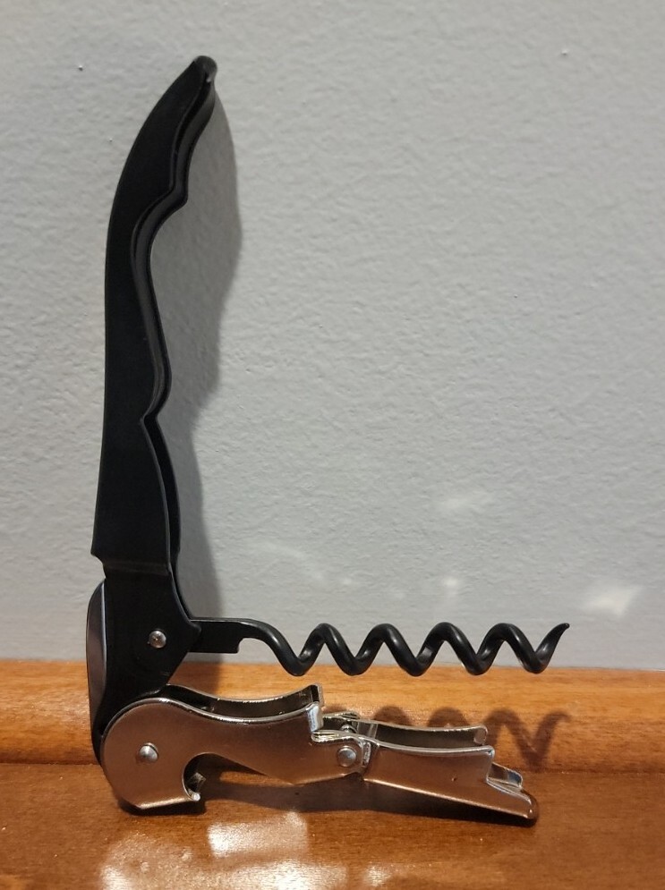 Pulltap's Double-Hinged Waiters Corkscrew Pensfolds Black Stainless Steel