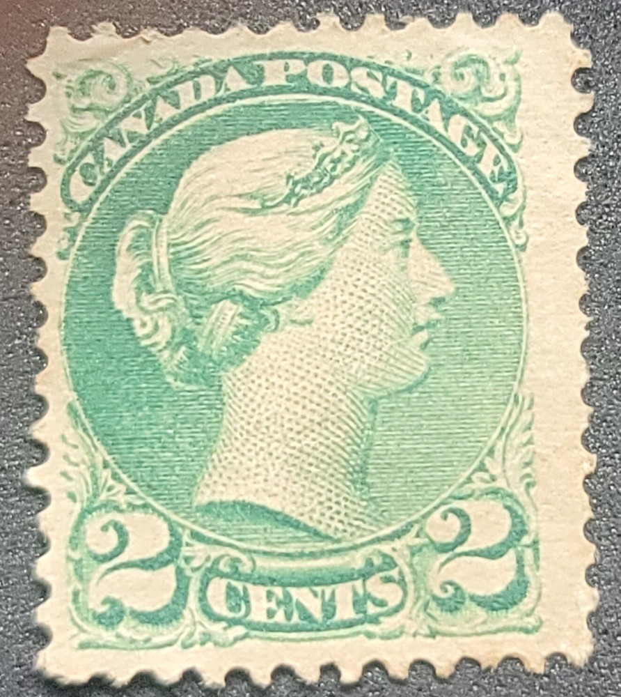 Canada 1872 Sc# 36, 2cent Green Stamp Hinged