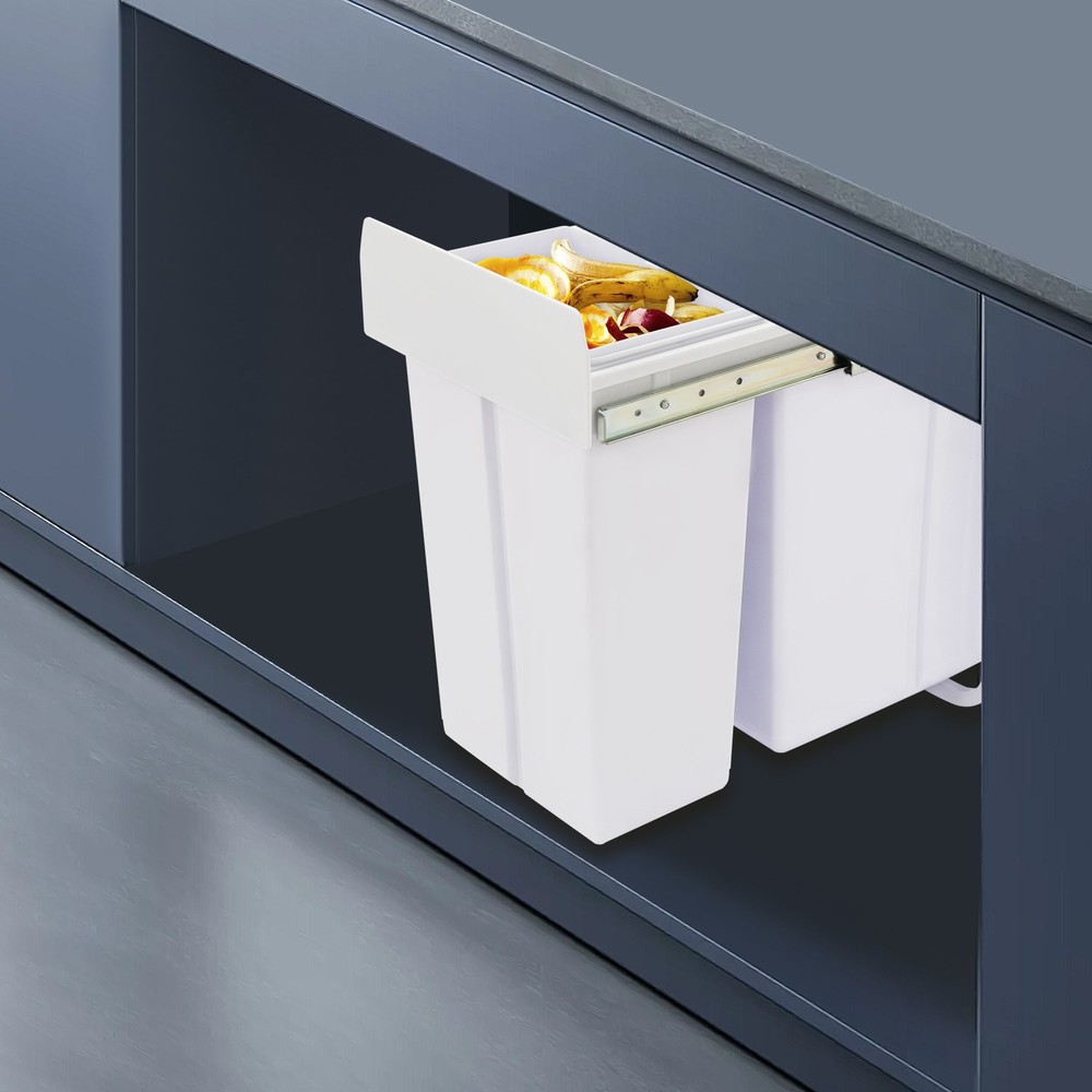 Double Pull Out Under Cabinet Trash Can 10L+20L Garbage Can Kitchen Waste Bin