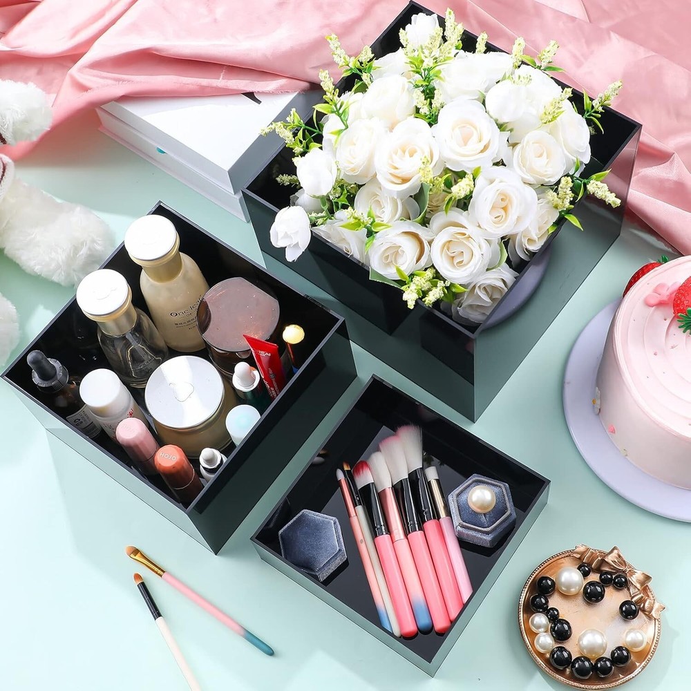 6 Pcs Acrylic Display Risers Acrylic Boxes Acrylic Display Nesting Cubes Black