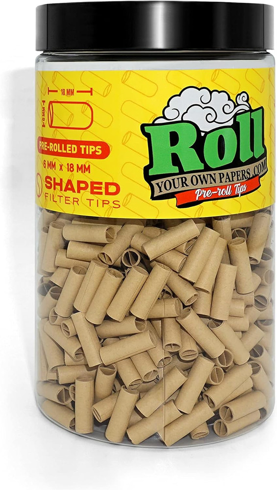 500 PCS Pre Rolled Filter Tips 6mm Unbleached Paper Rolling Tips Bottle