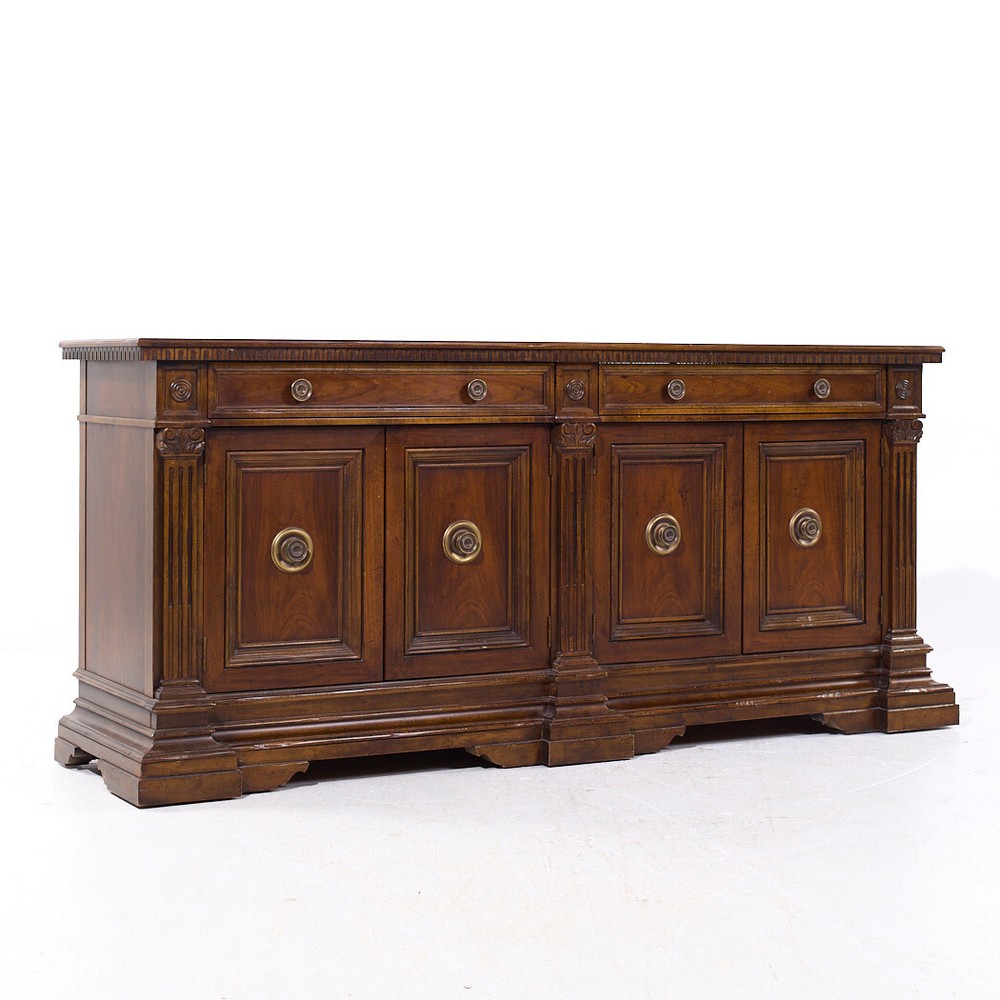 Baker Louis XVI Style Walnut and Brass Buffet