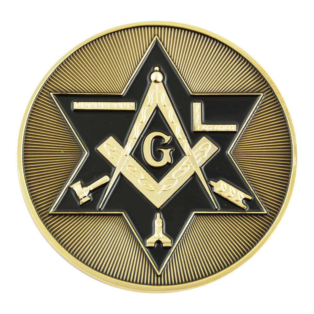 Shining Star of David Working Tools Square & Compass Masonic Auto Emblem