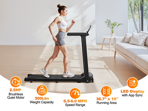 Foldable Under-Desk Treadmill For Home Use Remote-Controlled With LED Display