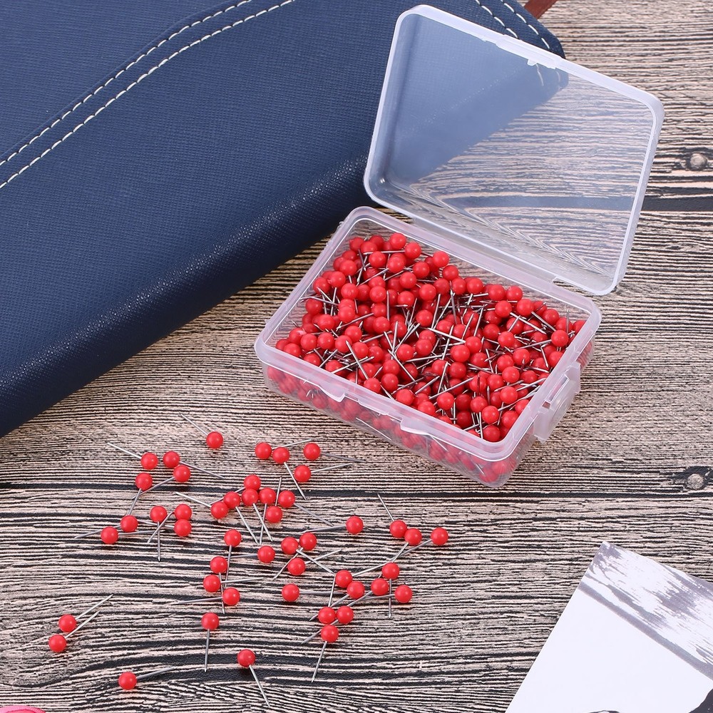 WILLBOND 500 Pack Map Push Pins Tacks Small Round Head 1/8 inch, Red