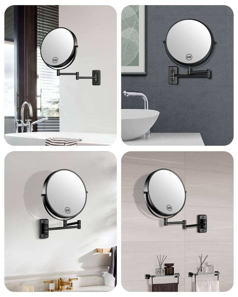9" Large Size Wall Mount Magnifying Mirror, 1X/10X Magnification Double-Sided...