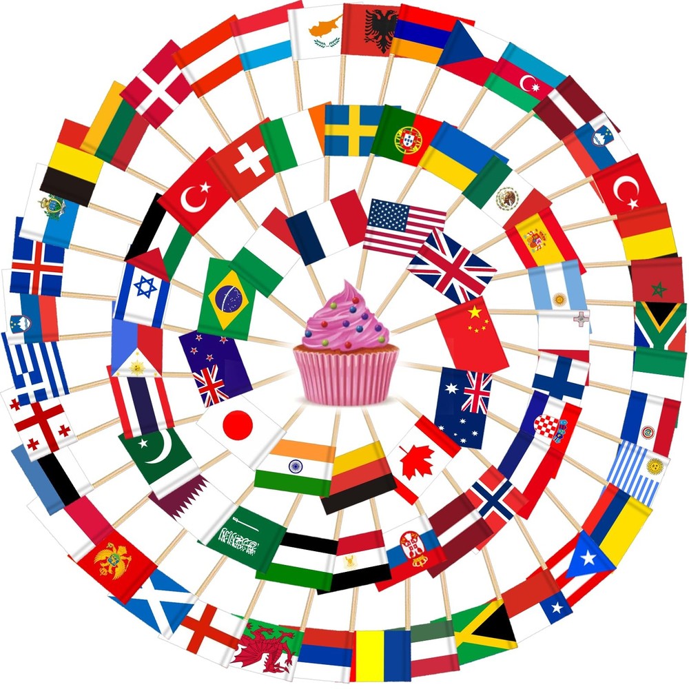 AhfuLife Different Countries Toothpick Flag, 100 Pcs Mini 100 Pcs, Mixed