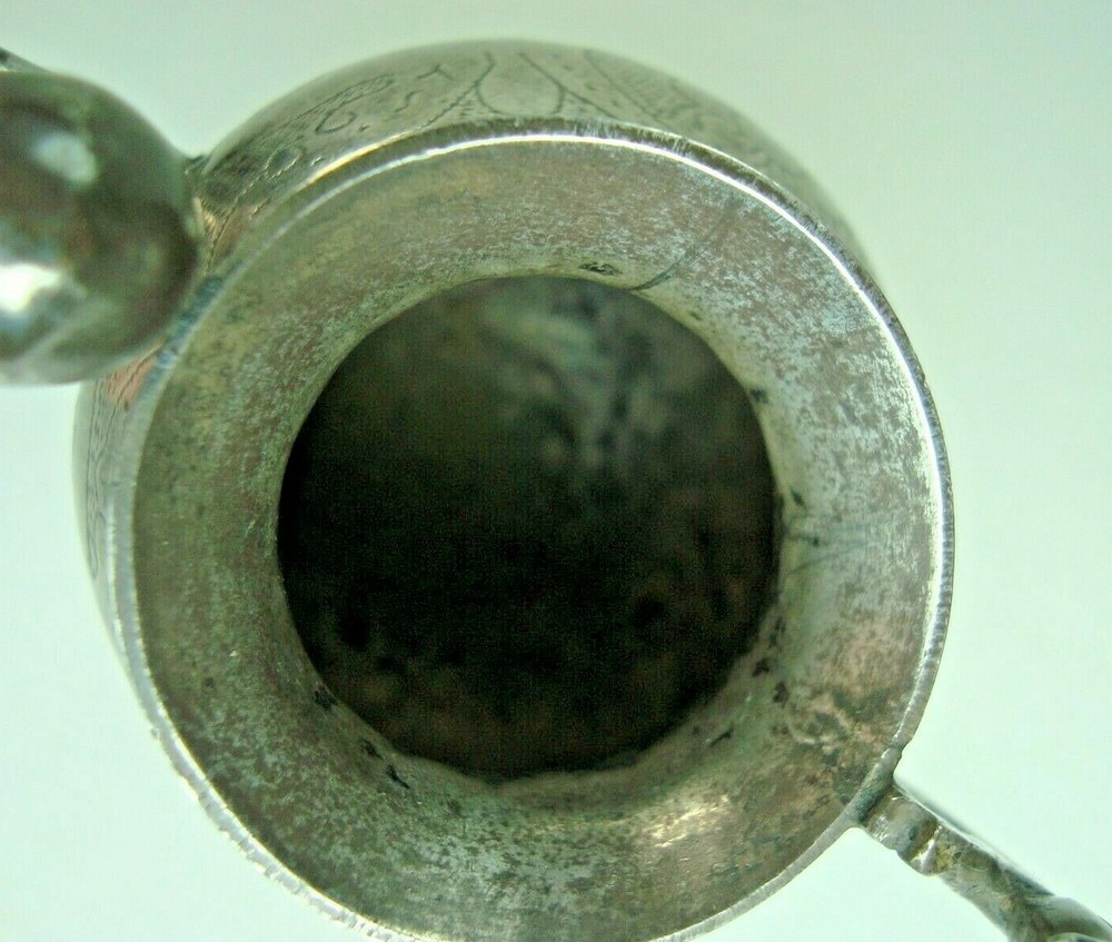 ANTIQUE SOUTH AMERICAN SOLID SILVER YERBA MATE TEA CUP WITH BIRD HANDLE