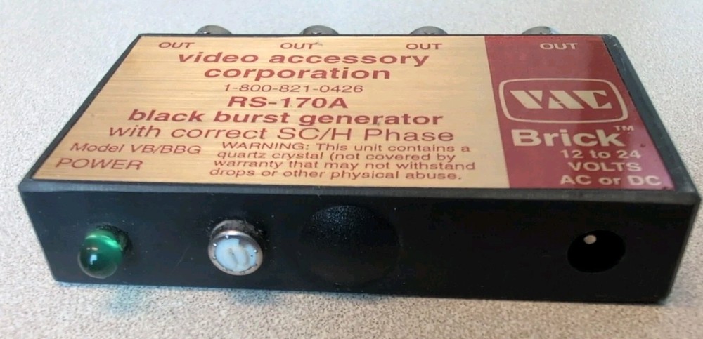 VAC Black Burst Generator W Correct SC/H Phase RS-170-A Model VB/BBG
