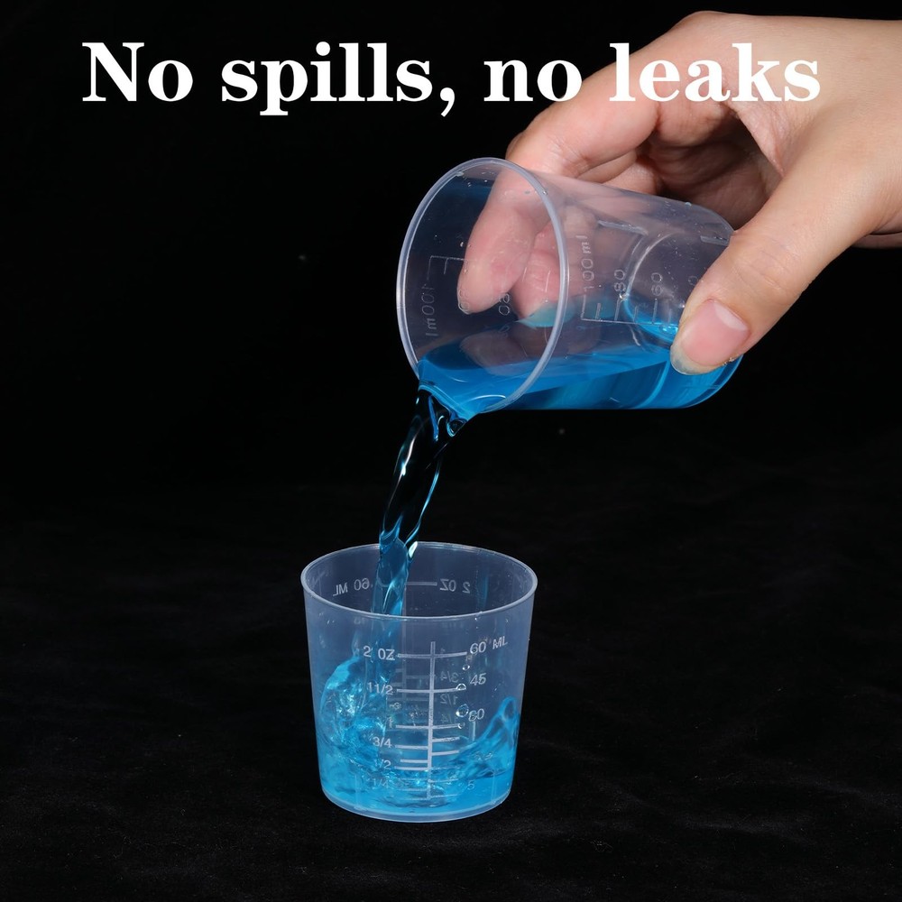 6 Pack Plastic Graduated Cup Set 30ml /60ml(2 oz)/100ml Clear Samll,