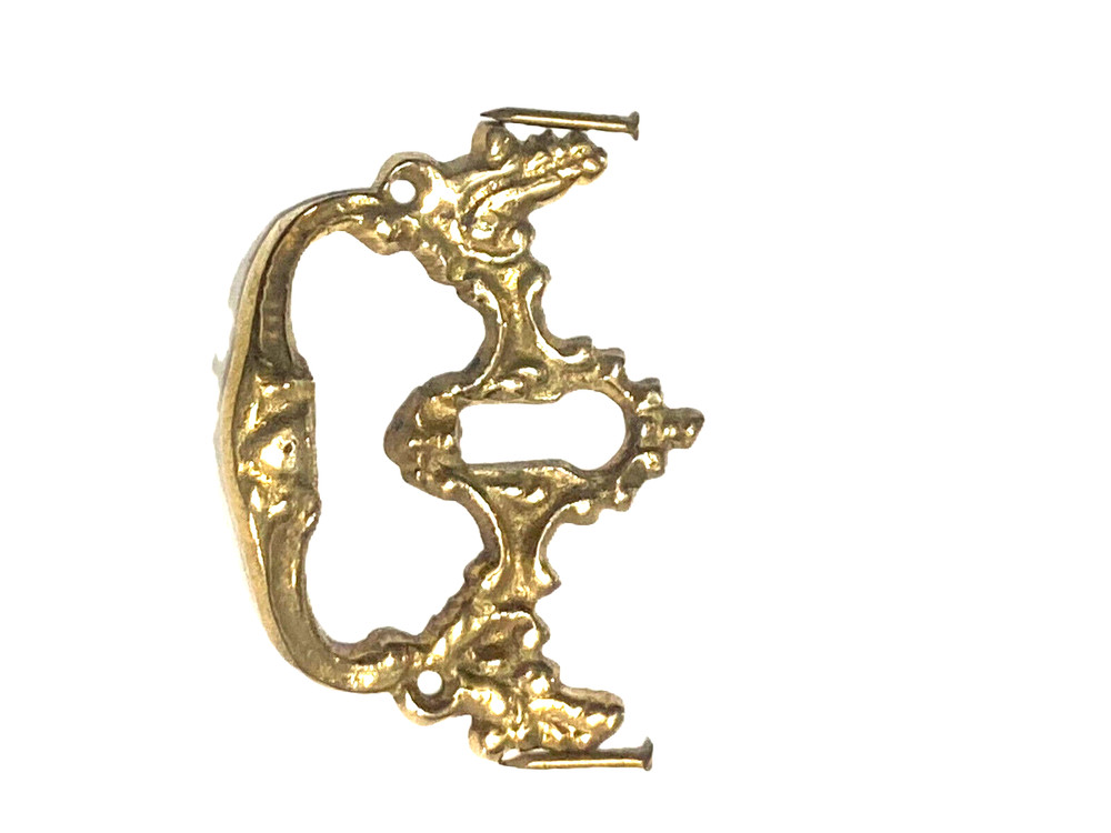 Horizontal Victorian Cast Brass Drawer Pull with Keyhole Cover Handle