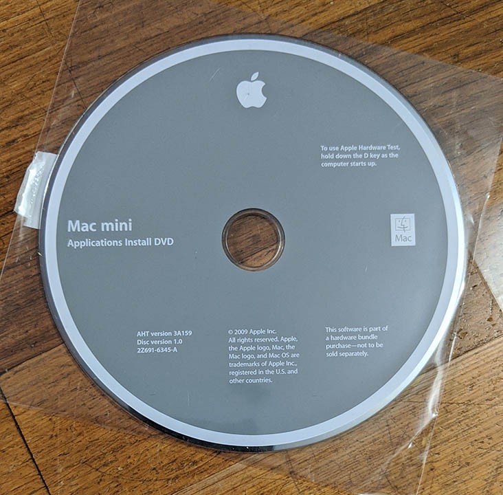 Mac Mini OS X Install Version 10.5.6 2009 + Application Disk 3A159 + new Remote