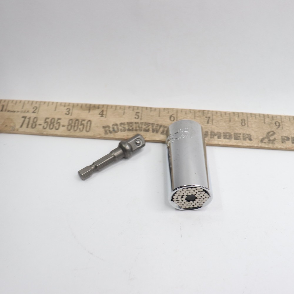 Universal Socket with Power Drill Adapter Silver 1/4"-3/4"