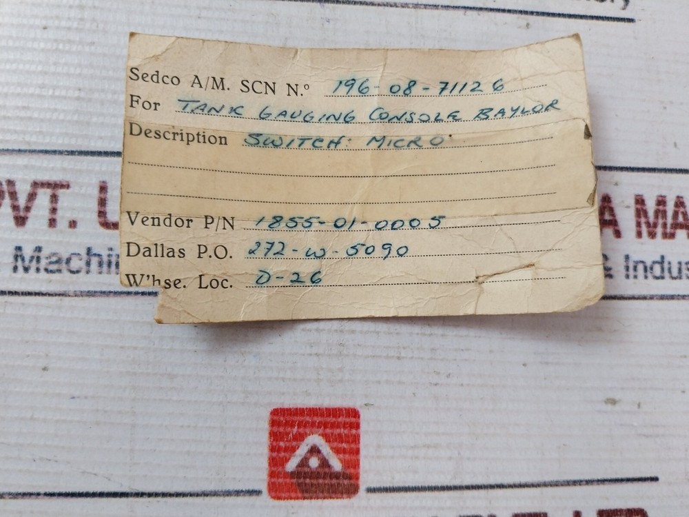 Honeywell 2D26 Micro Switch 1855-01-0005