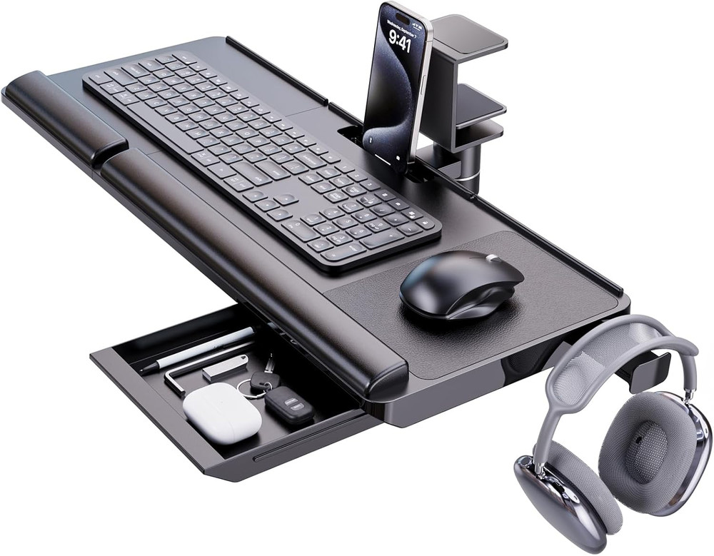 Klearlook Keyboard Tray under Desk with 360° Rotation, Adjustable Ergonomic Comp
