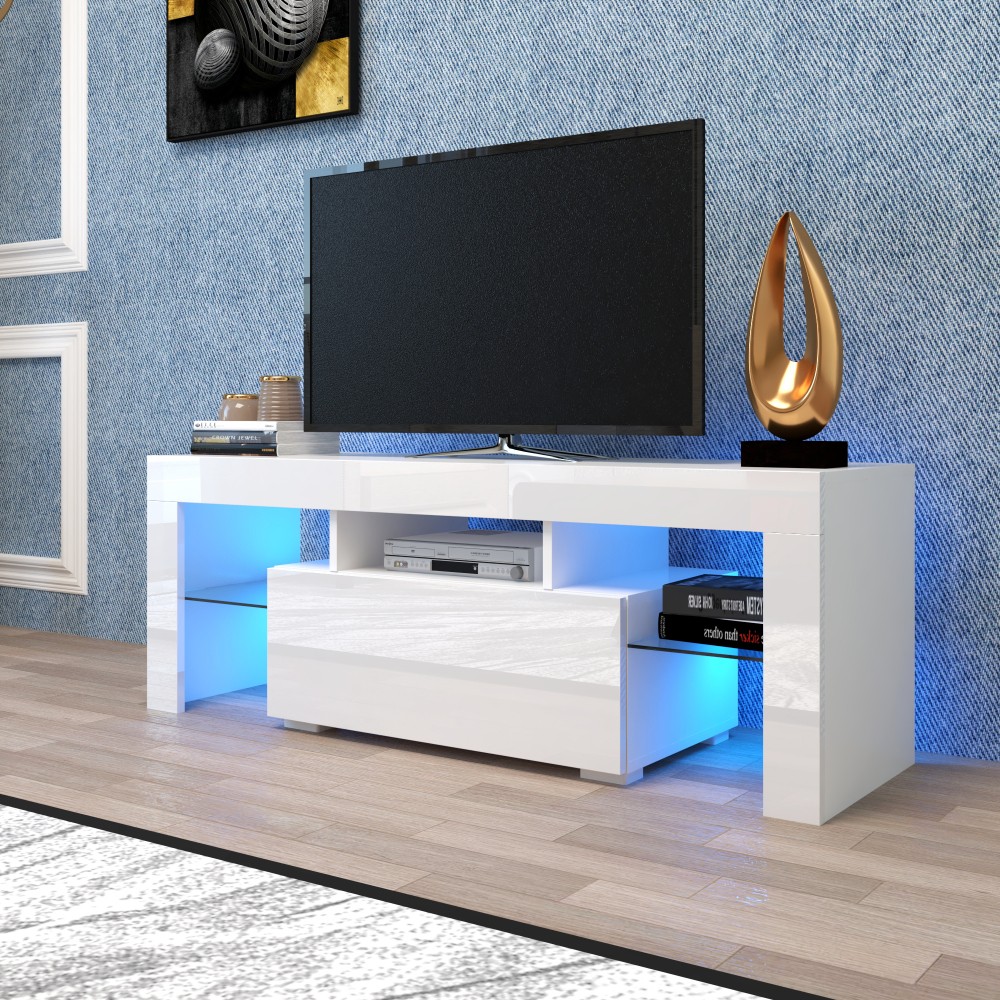 Extendable TV Stand Media Console for 80-89" TVs, Black w/ Storage